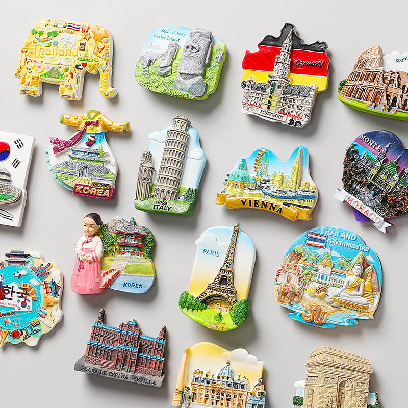 Autocolante magnetice frigidere Suveniruri turistice mondiale Franta Paris Japonia Calatorii magneti pentru frigider Praga Thailanda Germania Italia
