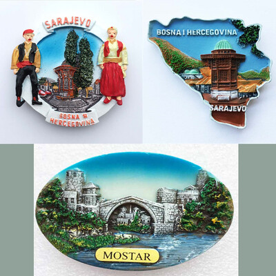 Magnet de frigider Suvenir Bosnia Herțegovina Mostar Sarajevo Punct de reper Pitoresc Magneți de frigider Autocolant Decor de călătorie în țară