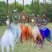 Κρεμαστό με φτερά Dream Catcher Κρυστάλλινο Stone Σπίτι Διακόσμηση τοίχου Κρεμαστό αυτοκίνητο Σχολική τσάντα Wind Chimes Dreamcatcher Διακόσμηση