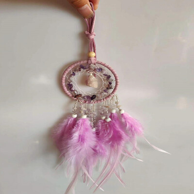 Κρεμαστό με φτερά Dream Catcher Κρυστάλλινο Stone Σπίτι Διακόσμηση τοίχου Κρεμαστό αυτοκίνητο Σχολική τσάντα Wind Chimes Dreamcatcher Διακόσμηση