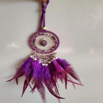 Κρεμαστό με φτερά Dream Catcher Κρυστάλλινο Stone Σπίτι Διακόσμηση τοίχου Κρεμαστό αυτοκίνητο Σχολική τσάντα Wind Chimes Dreamcatcher Διακόσμηση