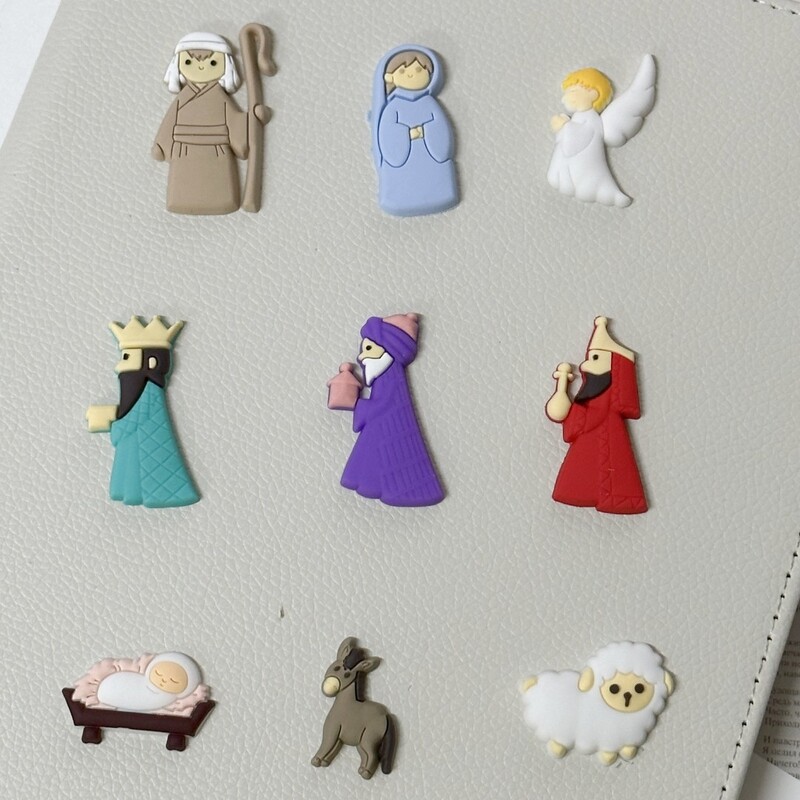 9 bucăți/Set Patch Frigider de Crăciun Mini Statuie PVC Autocolante Frigider de desene animate Accesorii DIY de Crăciun