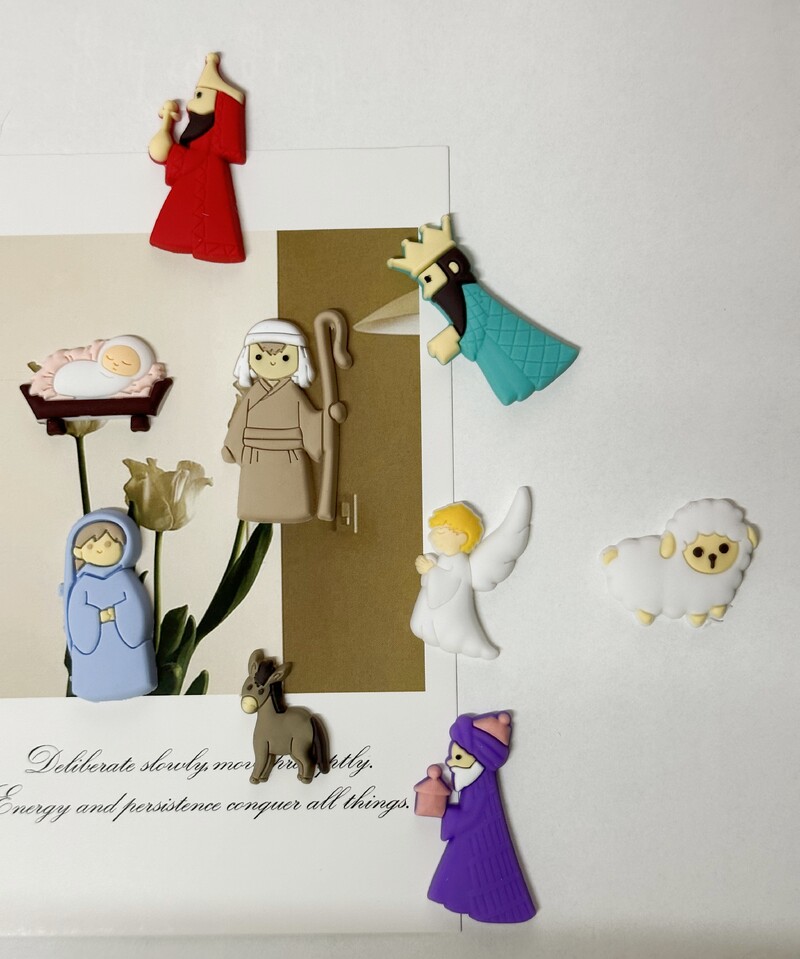 9 bucăți/Set Patch Frigider de Crăciun Mini Statuie PVC Autocolante Frigider de desene animate Accesorii DIY de Crăciun