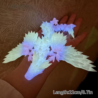 Φωτεινή 3D τυπωμένη λάμψη δράκου στο σκοτάδι Flying Dragon Egg Περιστρεφόμενη αρθρωτά φτερά Dragons Διακοσμητικά γραφείου σπιτιού Δώρο για παιδιά