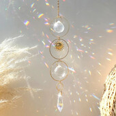 1 τεμ. Sparkling Star Moon CrystalSun ChaserWind ChimesPerfect for Home Decor Wedding Party Hanging and Outdoor Garden Rainbow Maker