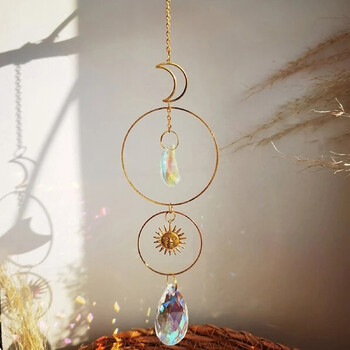 1 τεμ. Sparkling Star Moon CrystalSun ChaserWind ChimesPerfect for Home Decor Wedding Party Hanging and Outdoor Garden Rainbow Maker