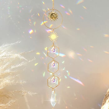 1 τεμ. Sparkling Star Moon CrystalSun ChaserWind ChimesPerfect for Home Decor Wedding Party Hanging and Outdoor Garden Rainbow Maker