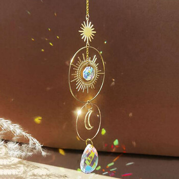 1 τεμ. Sparkling Star Moon CrystalSun ChaserWind ChimesPerfect for Home Decor Wedding Party Hanging and Outdoor Garden Rainbow Maker