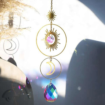 1 τεμ. Sparkling Star Moon CrystalSun ChaserWind ChimesPerfect for Home Decor Wedding Party Hanging and Outdoor Garden Rainbow Maker