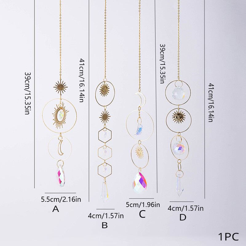 1 bucată de cristal strălucitor de stele, lună, urmăritor de soare, clopoței de vânt, perfect pentru decorarea casei, pentru petrecerea de nuntă, agățat și pentru curcubeu în grădină.