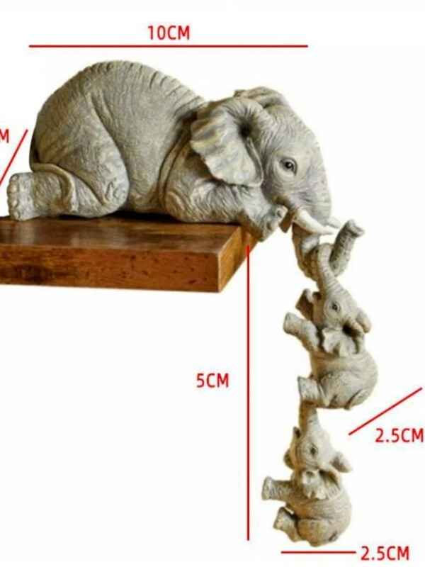 3 buc/set figurine drăguțe elefant elefant ținând pui de elefant atârnat de marginea unui raft sau a unei mese artizanat din rășină