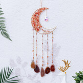 7 Chakra Color Gemstone Dream Catchers Φυσικός Αχάτης Κήπος Διακόσμηση σαλονιού Wind Chime Διακόσμηση τοίχου Moon Gem Dream Catchers