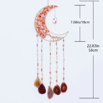 7 Chakra Color Gemstone Dream Catchers Φυσικός Αχάτης Κήπος Διακόσμηση σαλονιού Wind Chime Διακόσμηση τοίχου Moon Gem Dream Catchers