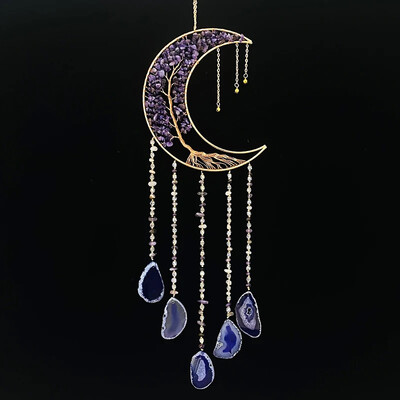 7 Chakra Color Gemstone Dream Catchers Φυσικός Αχάτης Κήπος Διακόσμηση σαλονιού Wind Chime Διακόσμηση τοίχου Moon Gem Dream Catchers