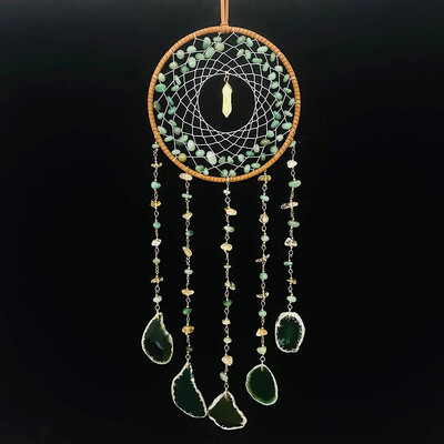 7 Chakra Color Gemstone Dream Catchers Φυσικός Αχάτης Κήπος Διακόσμηση σαλονιού Wind Chime Διακόσμηση τοίχου Moon Gem Dream Catchers