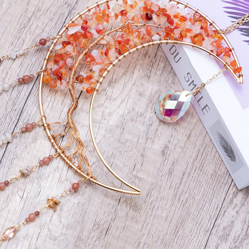 Captatoare de vise cu pietre prețioase de culoare cu 7 chakre Agat natural pentru grădină, decorațiuni pentru sufragerie, clopoței de vânt, decor de perete