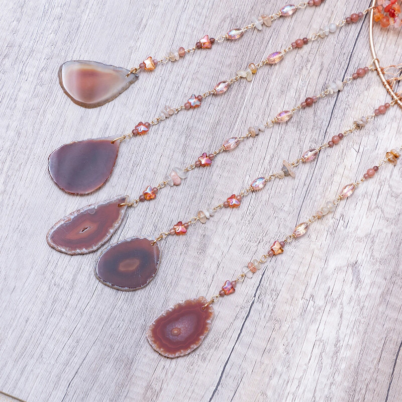 Captatoare de vise cu pietre prețioase de culoare cu 7 chakre Agat natural pentru grădină, decorațiuni pentru sufragerie, clopoței de vânt, decor de perete