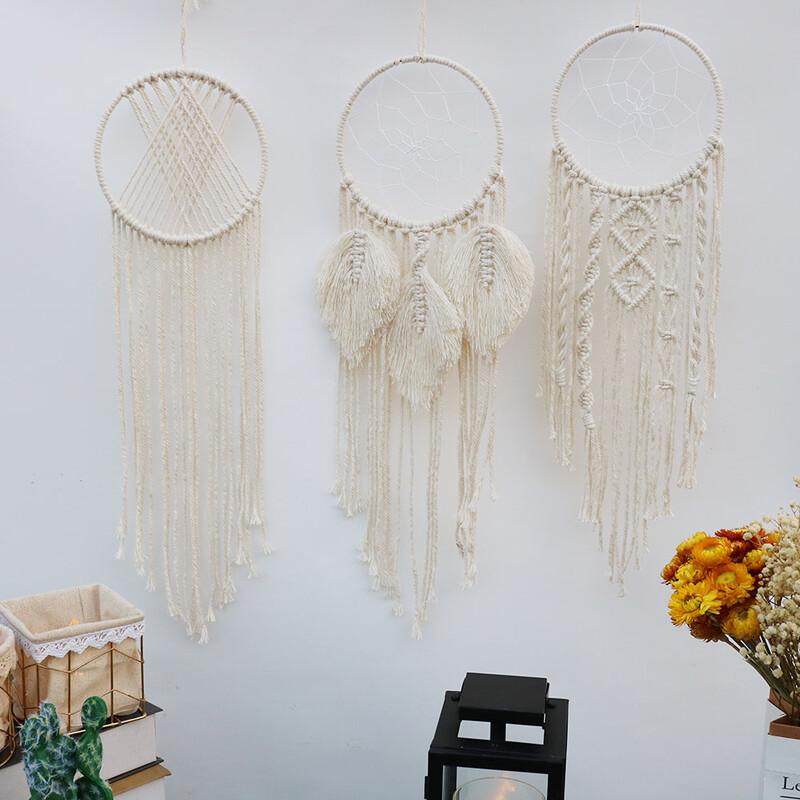 Decor pentru captatoare de vise din macrame, țesute macrame, agatatoare nordice nordice pentru dormitor, ornamente pentru pepinieră