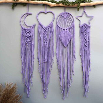 Macrame Dream Catcher Moon Star Στρογγυλό Σχήμα Καρδιάς Boho Κρεμαστά στον τοίχο σκανδιναβικό στολίδι Δώρο για διακόσμηση τοίχου σπιτιού