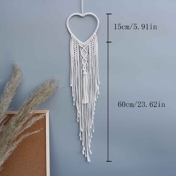 Macrame Dream Catcher Moon Star Στρογγυλό Σχήμα Καρδιάς Boho Κρεμαστά στον τοίχο σκανδιναβικό στολίδι Δώρο για διακόσμηση τοίχου σπιτιού