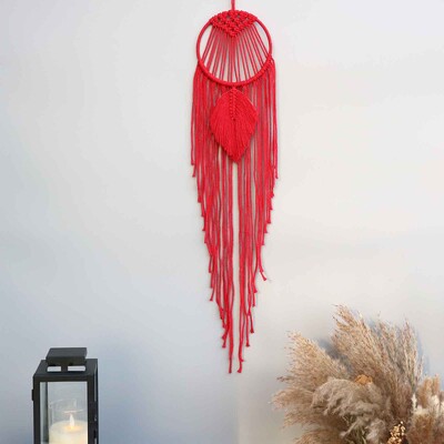 Macrame Dream Catcher Moon Star Στρογγυλό Σχήμα Καρδιάς Boho Κρεμαστά στον τοίχο σκανδιναβικό στολίδι Δώρο για διακόσμηση τοίχου σπιτιού