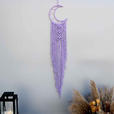 Macrame Dream Catcher Moon Star Στρογγυλό Σχήμα Καρδιάς Boho Κρεμαστά στον τοίχο σκανδιναβικό στολίδι Δώρο για διακόσμηση τοίχου σπιτιού