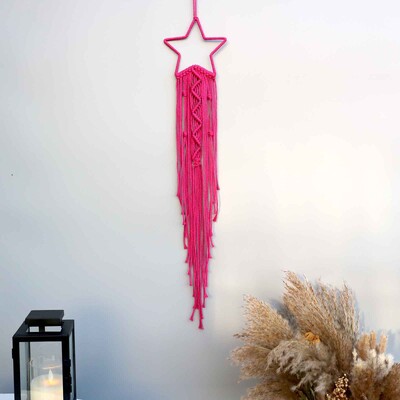 Macrame Dream Catcher Moon Star Στρογγυλό Σχήμα Καρδιάς Boho Κρεμαστά στον τοίχο σκανδιναβικό στολίδι Δώρο για διακόσμηση τοίχου σπιτιού