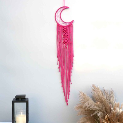 Macrame Dream Catcher Moon Star Στρογγυλό Σχήμα Καρδιάς Boho Κρεμαστά στον τοίχο σκανδιναβικό στολίδι Δώρο για διακόσμηση τοίχου σπιτιού