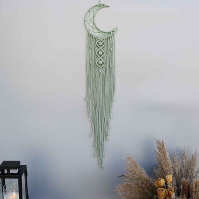 Macrame Dream Catcher Moon Star Στρογγυλό Σχήμα Καρδιάς Boho Κρεμαστά στον τοίχο σκανδιναβικό στολίδι Δώρο για διακόσμηση τοίχου σπιτιού