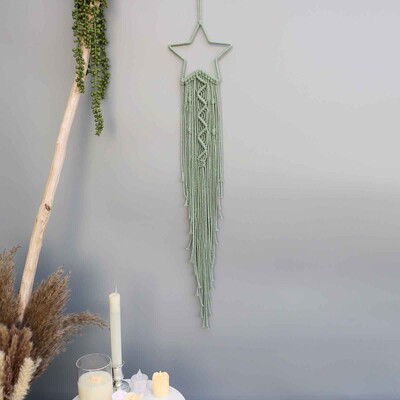 Macrame Dream Catcher Moon Star Στρογγυλό Σχήμα Καρδιάς Boho Κρεμαστά στον τοίχο σκανδιναβικό στολίδι Δώρο για διακόσμηση τοίχου σπιτιού