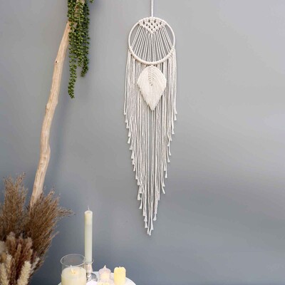 Macrame Dream Catcher Moon Star Στρογγυλό Σχήμα Καρδιάς Boho Κρεμαστά στον τοίχο σκανδιναβικό στολίδι Δώρο για διακόσμηση τοίχου σπιτιού