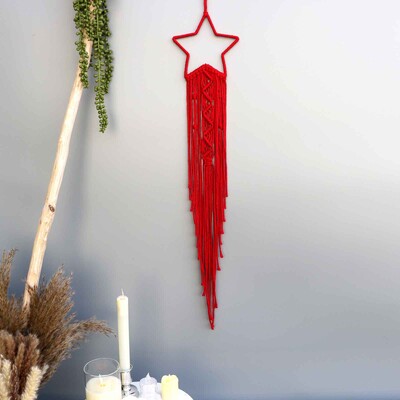 Macrame Dream Catcher Moon Star Στρογγυλό Σχήμα Καρδιάς Boho Κρεμαστά στον τοίχο σκανδιναβικό στολίδι Δώρο για διακόσμηση τοίχου σπιτιού