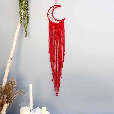 Macrame Dream Catcher Moon Star Στρογγυλό Σχήμα Καρδιάς Boho Κρεμαστά στον τοίχο σκανδιναβικό στολίδι Δώρο για διακόσμηση τοίχου σπιτιού