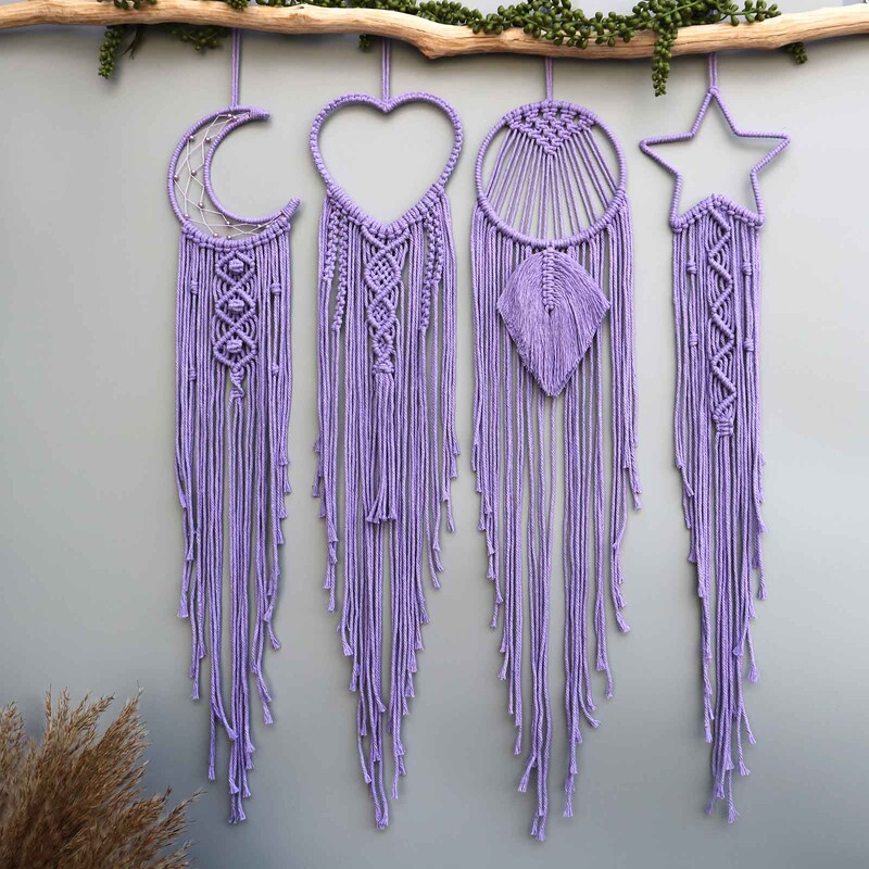 Macrame Dream Catcher Moon Star rotund în formă de inimă Boho agățat pe perete ornament nordic agățat acasă cadou decor