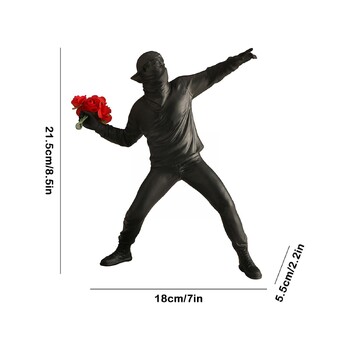 Μοντέρνα Τέχνη Ρητίνη Banksy Sculptures Flower Thrower Άγαλμα Γραφείο σπιτιού Bomber Διακόσμηση Αξεσουάρ Στολίδια Συλλεκτικό X5M6