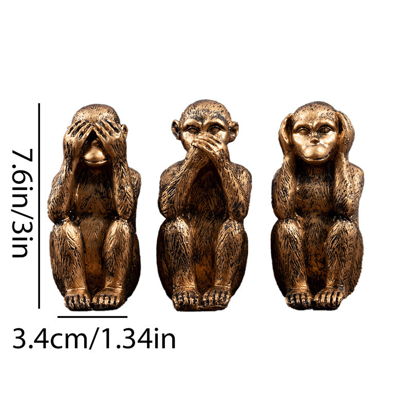 Rășină Trei Maimuțe Feng Shui Artizanat Creativ Decoratiuni pentru Casa Nu spune Nu Ascultă Nu Vede Figurine Maimuțe Ornamente Cadou