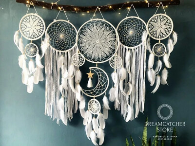 5τμχ/σετ Ονειροπαγίδες Boho Διακόσμηση σπιτιού Ονειροπαγίδες Macrame Κρεμάστρες τοίχου Moon Ramadan Dreamcatcher Παιδικό Στολίδι Νηπιαγωγείου