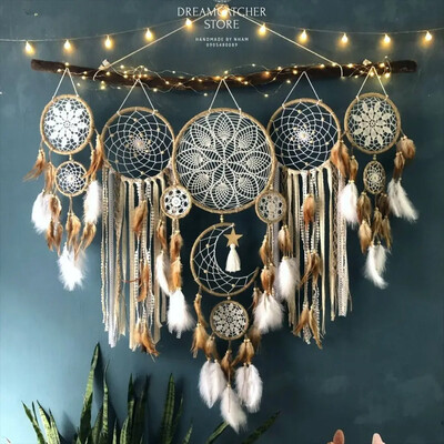 5τμχ/σετ Ονειροπαγίδες Boho Διακόσμηση σπιτιού Ονειροπαγίδες Macrame Κρεμάστρες τοίχου Moon Ramadan Dreamcatcher Παιδικό Στολίδι Νηπιαγωγείου