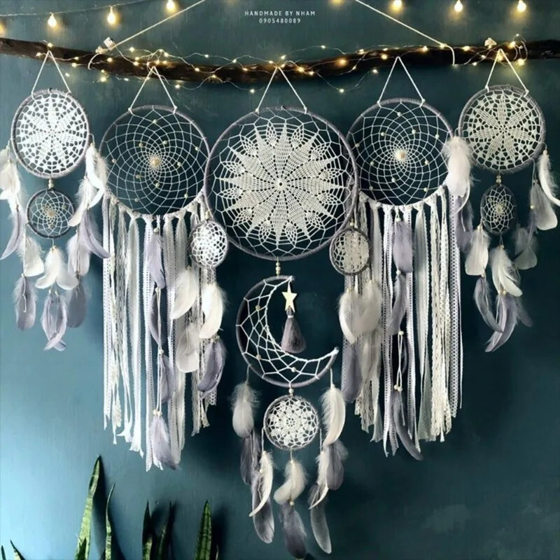 5 bucăți/set Apărătoare de vise Boho Decor pentru acasă Apărătoare de vise Macrame Agatatoare Luna Ramadan Apărătoare de vise Ornament pentru copii
