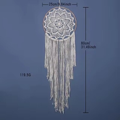 Green Macrame Dream Catcher Tapestry Bohemian Tassel Wall Hanging Nordic Handmade Tapestry Στολίδι για Boho διακόσμηση σαλονιού