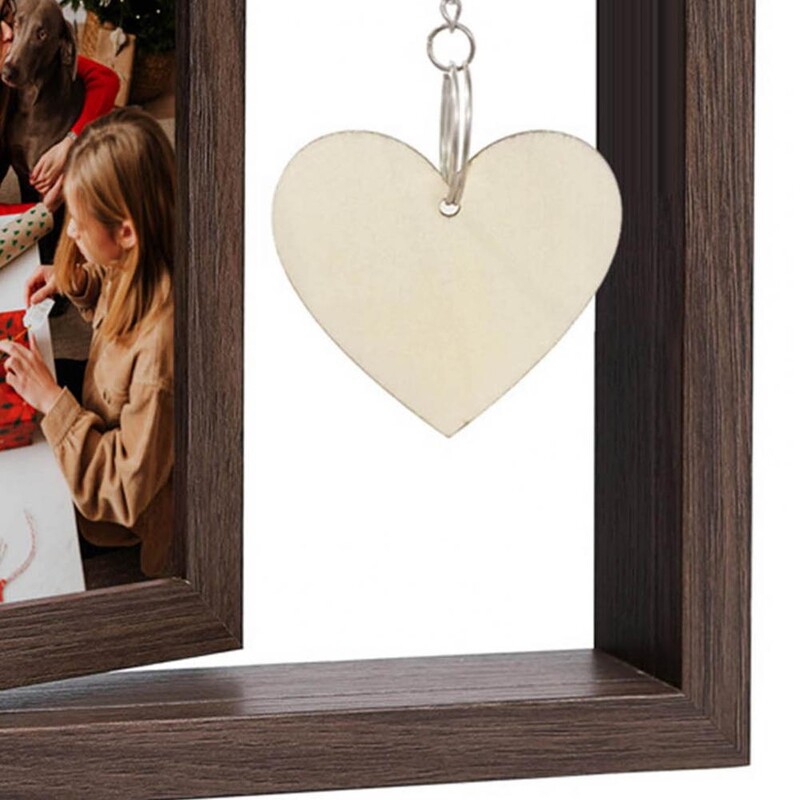 1 db-os képkeret Kétoldalas, forgó fa képkeret gravírozott szívfüggővel, ajándék fotókeret apa férjének