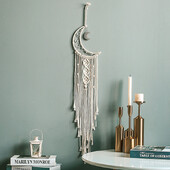 Star Moon Macrame Dream Catcher Boho Διακόσμηση Τοίχων Σπιτιού Κορίτσια Παιδικά Παιδικά Νηπιαγωγείο Διακόσμηση κήπου Εξωτερικού χώρου