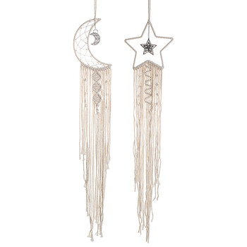 Star Moon Macrame Dream Catcher Boho Διακόσμηση Τοίχων Σπιτιού Κορίτσια Παιδικά Παιδικά Νηπιαγωγείο Διακόσμηση κήπου Εξωτερικού χώρου