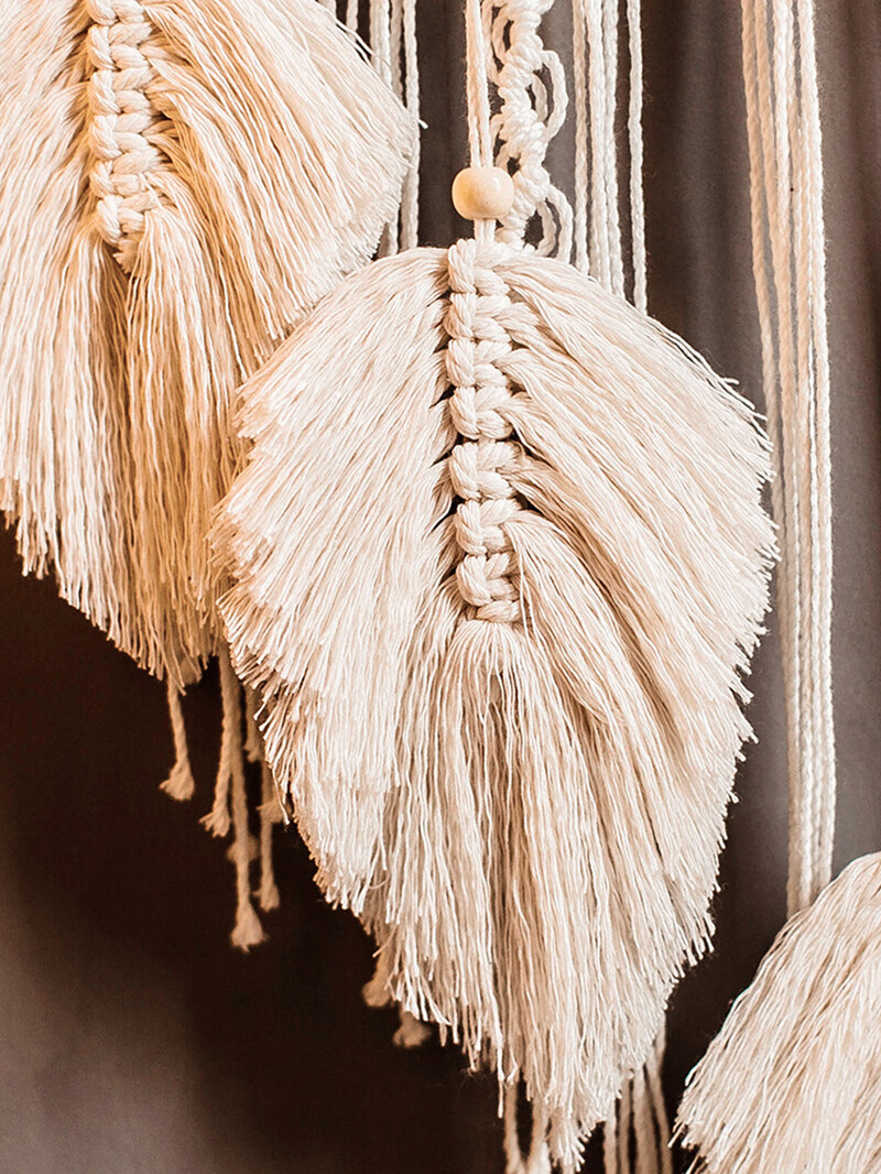 Macrame Dream Catcher Bohém levél függő fal Nordic Decor Boho kézzel készített gobelin díszek otthoni nappali dekorációhoz