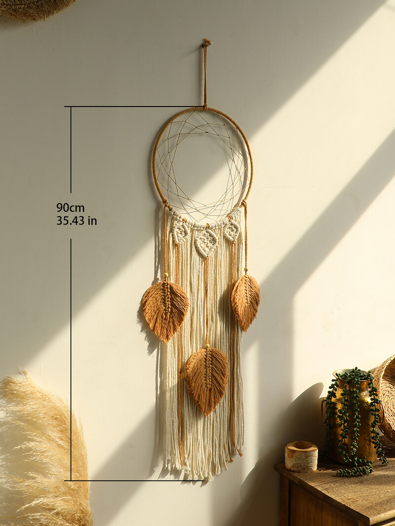 Macrame Dream Catcher Bohém levél függő fal Nordic Decor Boho kézzel készített gobelin díszek otthoni nappali dekorációhoz
