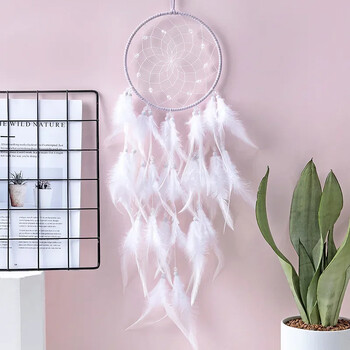 1 τεμ. Dream Catcher με ελαφρύ ινδικό στιλ National Feather Dreamcatcher Στολίδια Κρεμαστά τοίχου Wind Chime Διακόσμηση δωματίου για κορίτσια