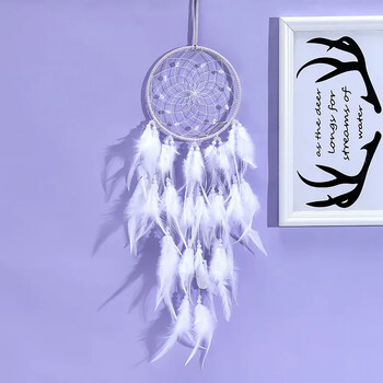 1 τεμ. Dream Catcher με ελαφρύ ινδικό στιλ National Feather Dreamcatcher Στολίδια Κρεμαστά τοίχου Wind Chime Διακόσμηση δωματίου για κορίτσια