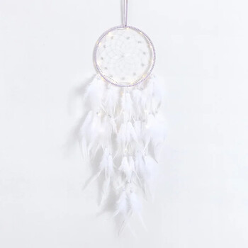 1 τεμ. Dream Catcher με ελαφρύ ινδικό στιλ National Feather Dreamcatcher Στολίδια Κρεμαστά τοίχου Wind Chime Διακόσμηση δωματίου για κορίτσια