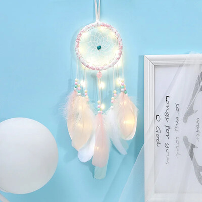 1 τεμ. Dream Catcher με ελαφρύ ινδικό στιλ National Feather Dreamcatcher Στολίδια Κρεμαστά τοίχου Wind Chime Διακόσμηση δωματίου για κορίτσια