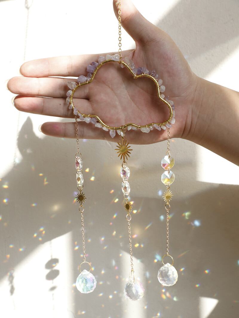 Felhő napfogó falra akasztható kristály szélcsengő szivárványkészítő fényfogó autós kiegészítők karácsonyi napfogó otthoni dekoráció